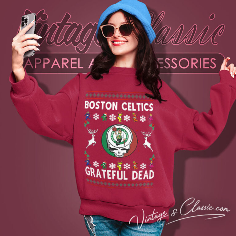 Grateful Dead Boston Celtics Ugly Christmas Sweatshirt Grateful Dead Boston Celtics Ugly Christmas Sweatshirt