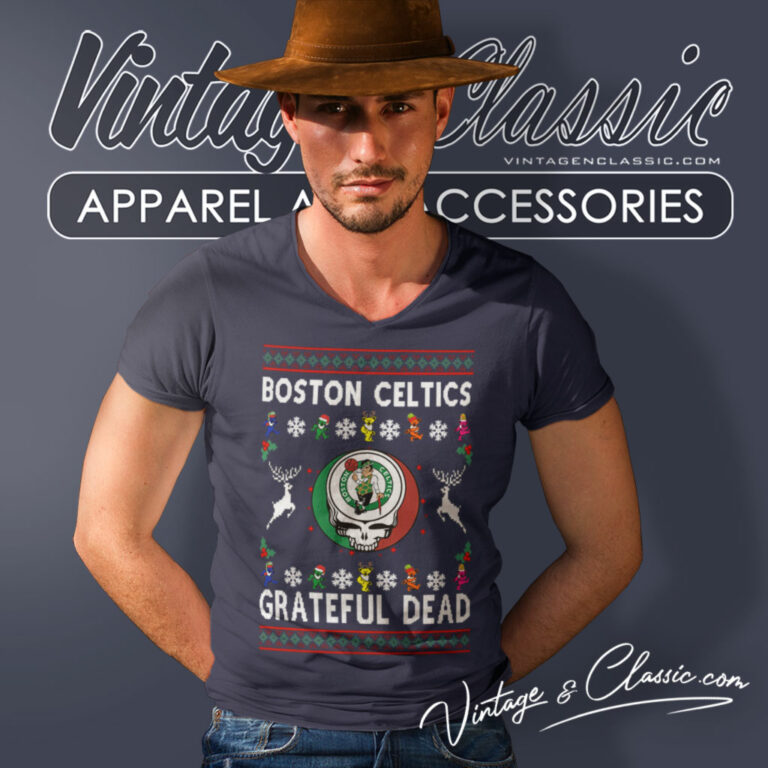 Grateful Dead Boston Celtics Ugly Christmas V Neck TShirt Grateful Dead Boston Celtics Ugly Christmas V Neck TShirt