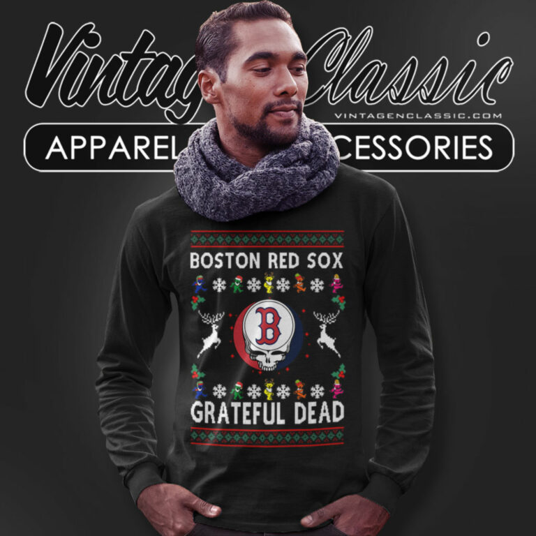 Grateful Dead Boston Red Sox Ugly Christmas Long Sleeve Tee Grateful Dead Boston Red Sox Ugly Christmas Long Sleeve Tee