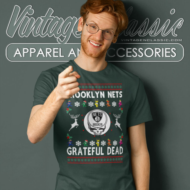 Grateful Dead Brooklyn Nets Ugly Christmas T Shirt Grateful Dead Brooklyn Nets Ugly Christmas T Shirt