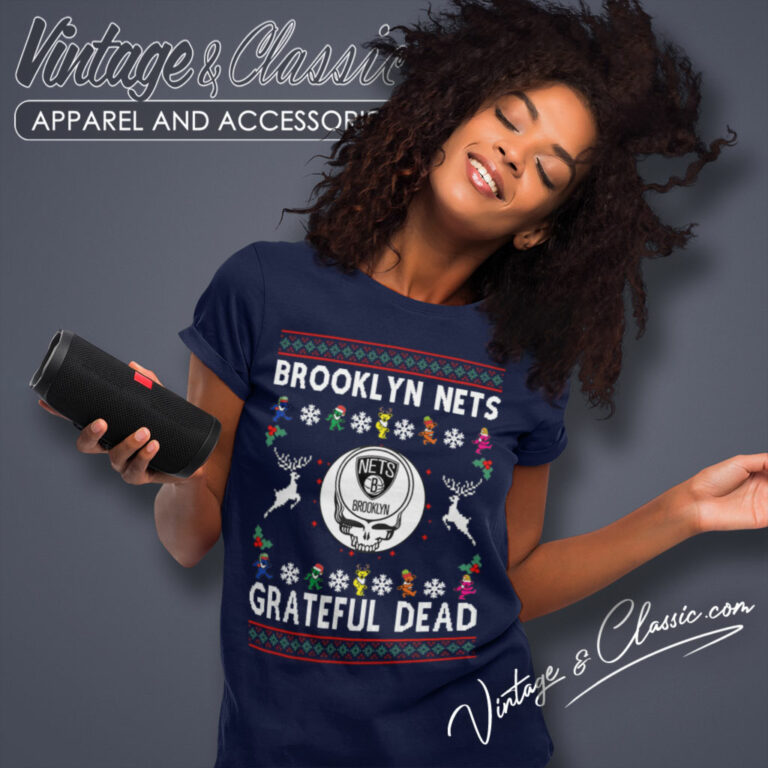 Grateful Dead Brooklyn Nets Ugly Christmas Women T Shirt Grateful Dead Brooklyn Nets Ugly Christmas Women T Shirt