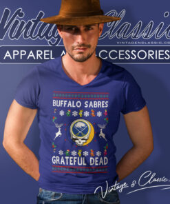 Grateful Dead Buffalo Sabres Ugly Christmas V Neck TShirt
