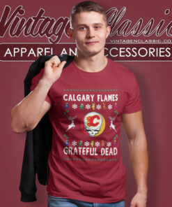Grateful Dead Calgary Flames Ugly Christmas T Shirt