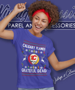 Grateful Dead Calgary Flames Ugly Christmas Women T Shirt