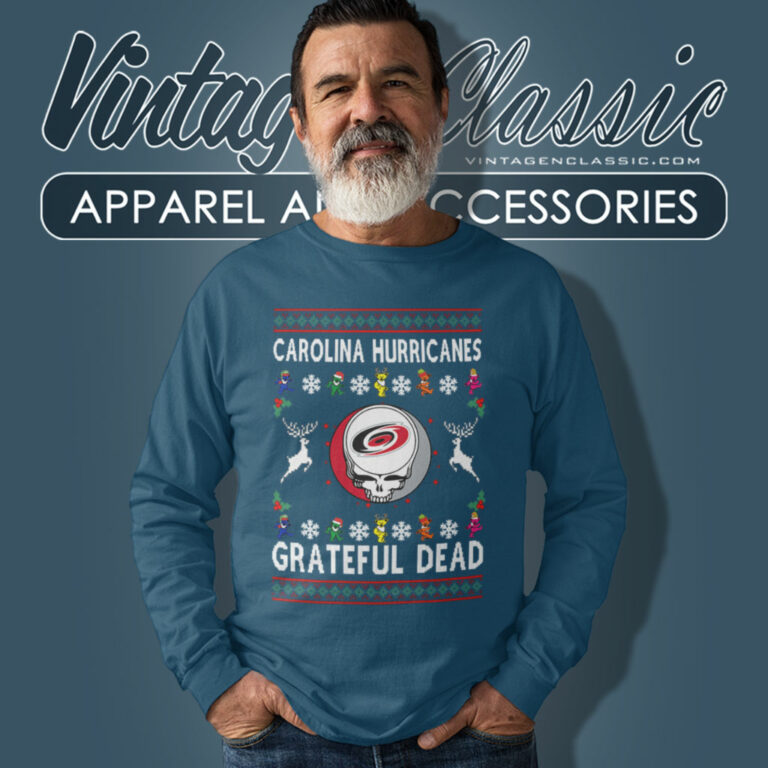 Grateful Dead Carolina Hurricanes Ugly Christmas Long Sleeve Tee Grateful Dead Carolina Hurricanes Ugly Christmas Long Sleeve Tee