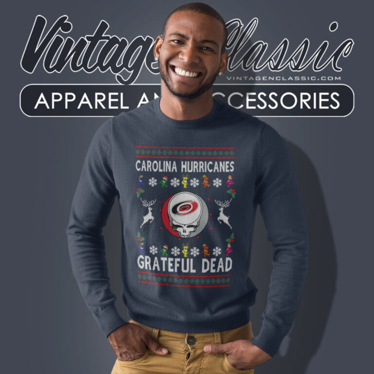 Grateful Dead Carolina Hurricanes Ugly Christmas Sweatshirt Grateful Dead Carolina Hurricanes Ugly Christmas Sweatshirt