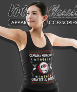 Grateful Dead Carolina Hurricanes Ugly Christmas Tank Top Racerback