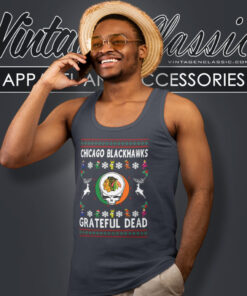 Grateful Dead Chicago Blackhawks Ugly Christmas Tank Top Racerback