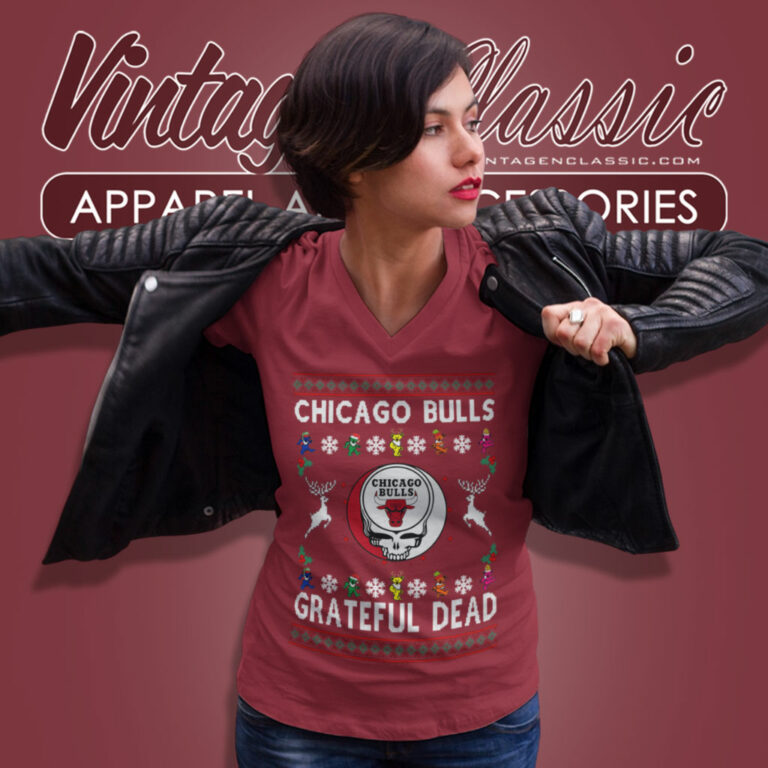 Grateful Dead Chicago Bulls Ugly Christmas V Neck TShirt Grateful Dead Chicago Bulls Ugly Christmas V Neck TShirt