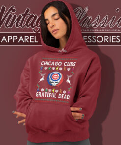 Grateful Dead Chicago Cubs Ugly Christmas Hoodie