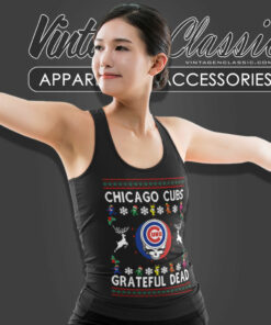 Grateful Dead Chicago Cubs Ugly Christmas Tank Top Racerback