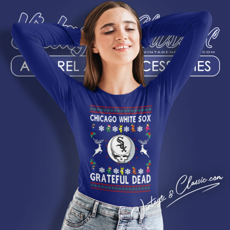 Grateful Dead Chicago White Sox Ugly Christmas Long Sleeve Tee Grateful Dead Chicago White Sox Ugly Christmas Long Sleeve Tee
