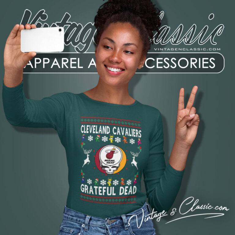 Grateful Dead Cleveland Cavaliers Ugly Christmas Long Sleeve Tee Grateful Dead Cleveland Cavaliers Ugly Christmas Long Sleeve Tee