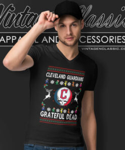 Grateful Dead Cleveland Guardians Ugly Christmas V Neck TShirt