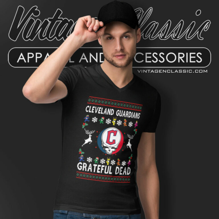 Grateful Dead Cleveland Guardians Ugly Christmas V Neck TShirt Grateful Dead Cleveland Guardians Ugly Christmas V Neck TShirt