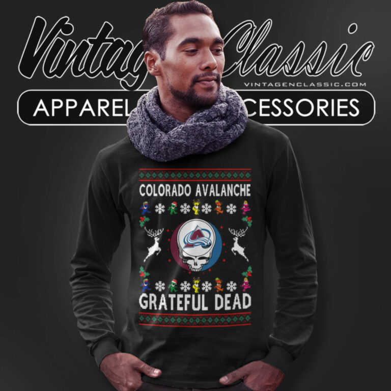 Grateful Dead Colorado Avalanche Ugly Christmas Long Sleeve Tee Grateful Dead Colorado Avalanche Ugly Christmas Long Sleeve Tee