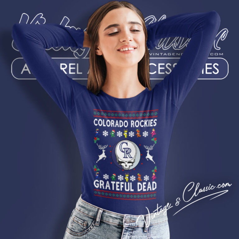 Grateful Dead Colorado Rockies Ugly Christmas Long Sleeve Tee Grateful Dead Colorado Rockies Ugly Christmas Long Sleeve Tee