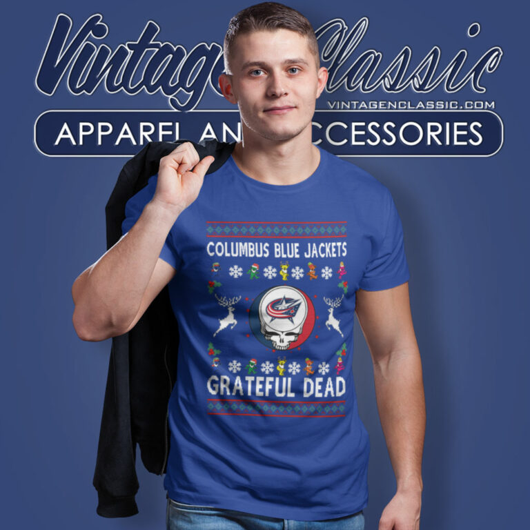 Grateful Dead Columbus Blue Jackets Ugly Christmas T Shirt Grateful Dead Columbus Blue Jackets Ugly Christmas T Shirt