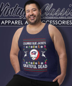 Grateful Dead Columbus Blue Jackets Ugly Christmas Shirt 4 Grateful Dead Columbus Blue Jackets Ugly Christmas Tank Top Racerback
