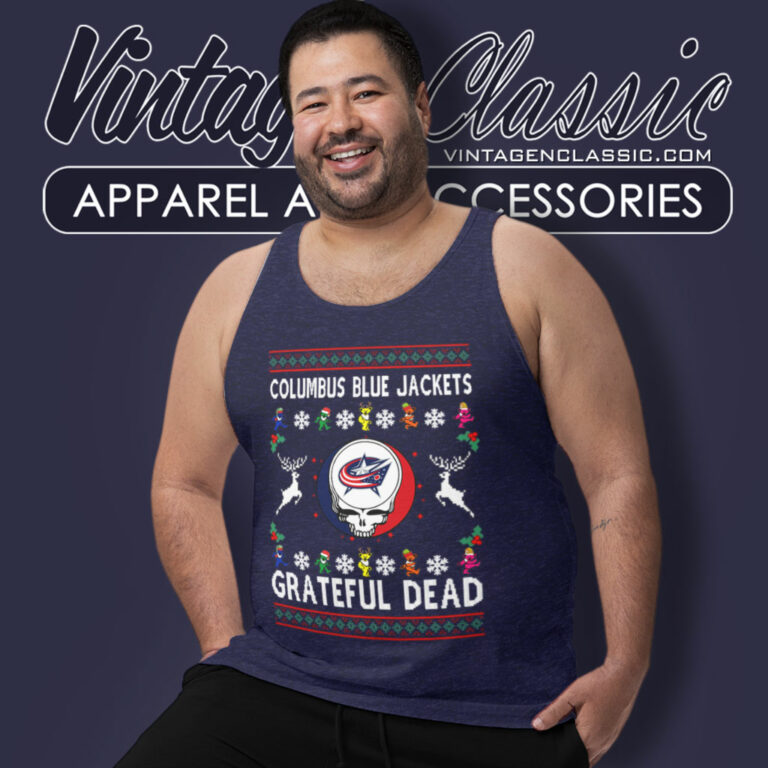 Grateful Dead Columbus Blue Jackets Ugly Christmas Tank Top Racerback Grateful Dead Columbus Blue Jackets Ugly Christmas Tank Top Racerback