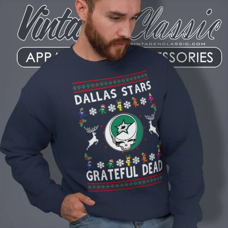 Grateful Dead Dallas Stars Ugly Christmas Sweatshirt Grateful Dead Dallas Stars Ugly Christmas Sweatshirt