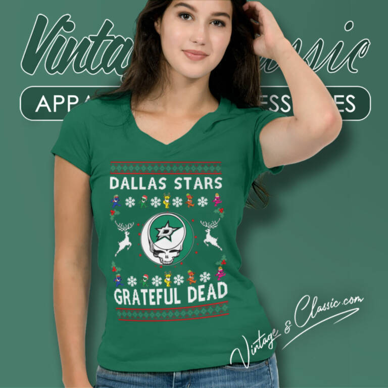 Grateful Dead Dallas Stars Ugly Christmas V Neck TShirt Grateful Dead Dallas Stars Ugly Christmas V Neck TShirt