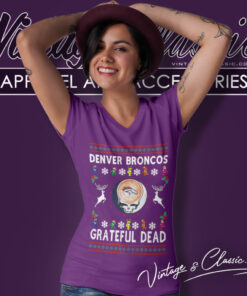 Grateful Dead Denver Broncos Ugly Christmas V Neck TShirt