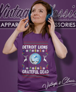 Grateful Dead Detroit Lions Ugly Christmas Women T Shirt