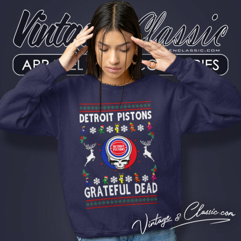 Grateful Dead Detroit Pistons Ugly Christmas Sweatshirt Grateful Dead Detroit Pistons Ugly Christmas Sweatshirt