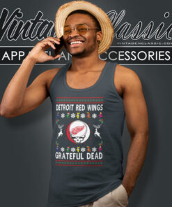 Grateful Dead Detroit Red Wings Ugly Christmas Tank Top Racerback