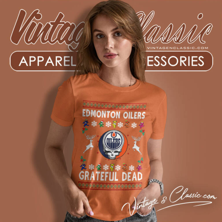 Grateful Dead Edmonton Oilers Ugly Christmas Women T Shirt Grateful Dead Edmonton Oilers Ugly Christmas Women T Shirt