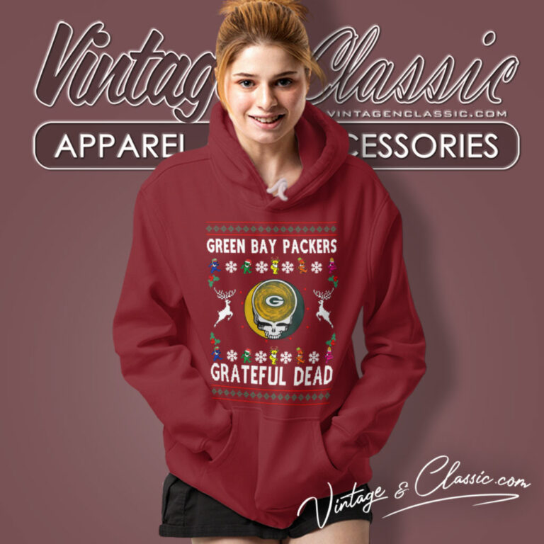 Grateful Dead Green Bay Packers Ugly Christmas Hoodie Grateful Dead Green Bay Packers Ugly Christmas Hoodie