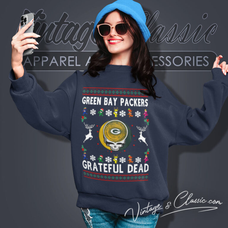 Grateful Dead Green Bay Packers Ugly Christmas Sweatshirt Grateful Dead Green Bay Packers Ugly Christmas Sweatshirt