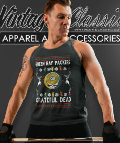 Grateful Dead Green Bay Packers Ugly Christmas Tank Top Racerback