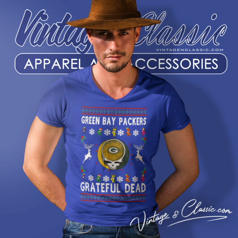 Grateful Dead Green Bay Packers Ugly Christmas V Neck TShirt Grateful Dead Green Bay Packers Ugly Christmas V Neck TShirt