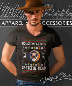 Grateful Dead Houston Astros Ugly Christmas V Neck TShirt