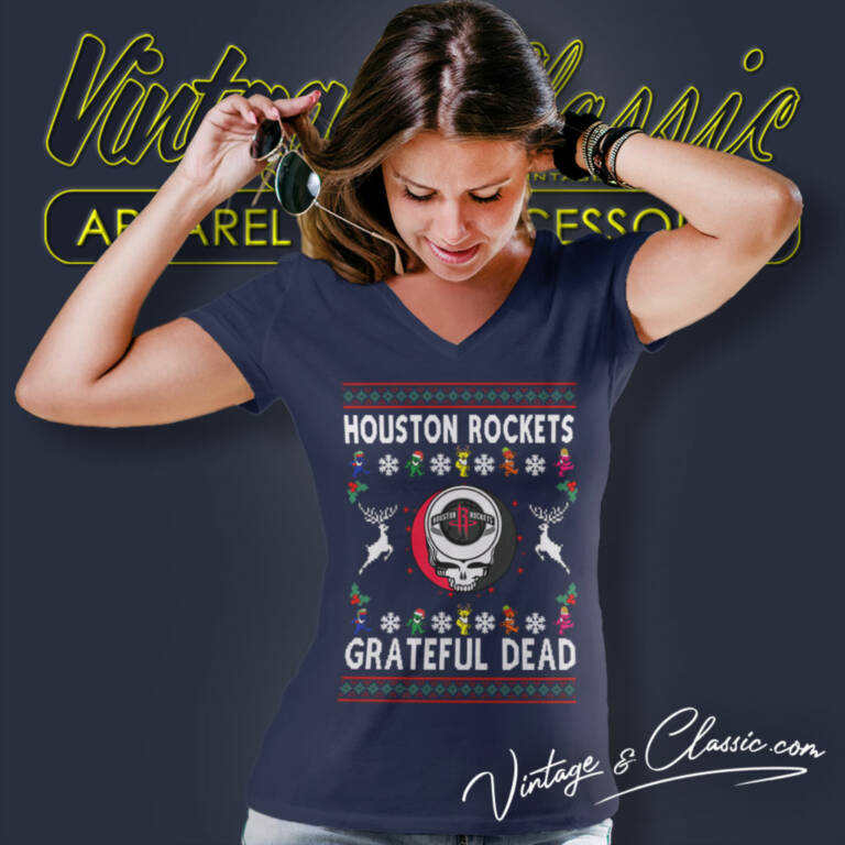 Grateful Dead Houston Rockets Ugly Christmas V Neck TShirt Grateful Dead Houston Rockets Ugly Christmas V Neck TShirt