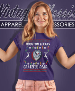 Grateful Dead Houston Texans Ugly Christmas Women T Shirt