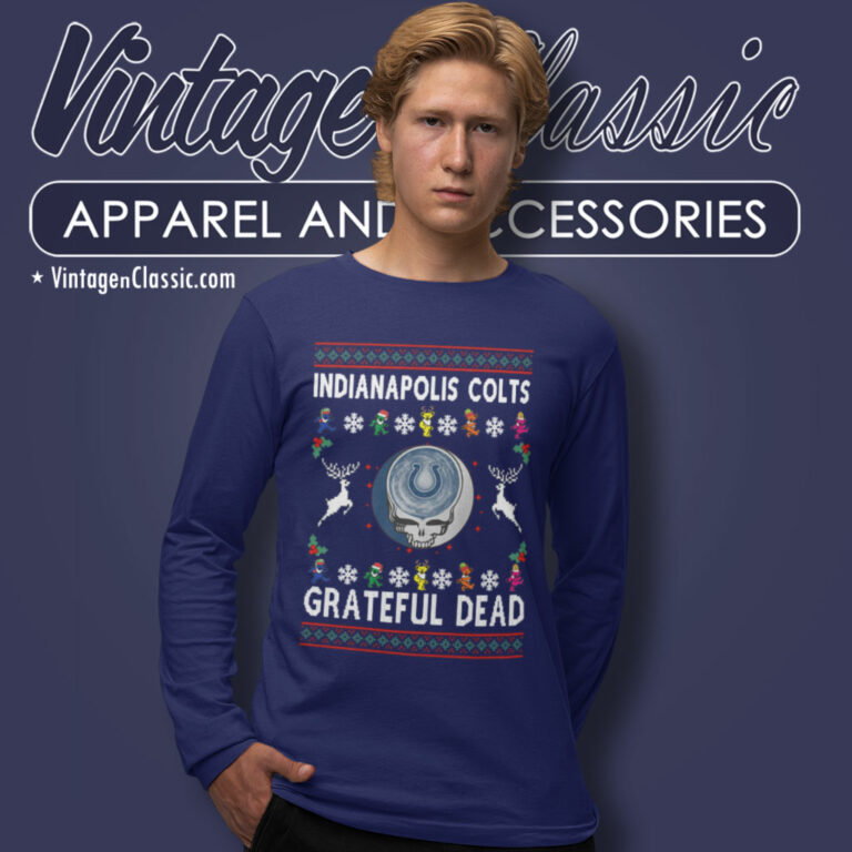 Grateful Dead Indianapolis Colts Ugly Christmas Long Sleeve Tee Grateful Dead Indianapolis Colts Ugly Christmas Long Sleeve Tee
