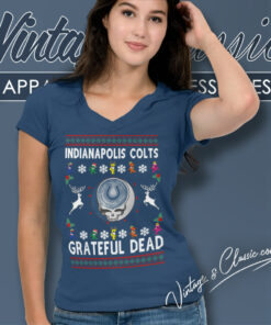 Grateful Dead Indianapolis Colts Ugly Christmas V Neck TShirt