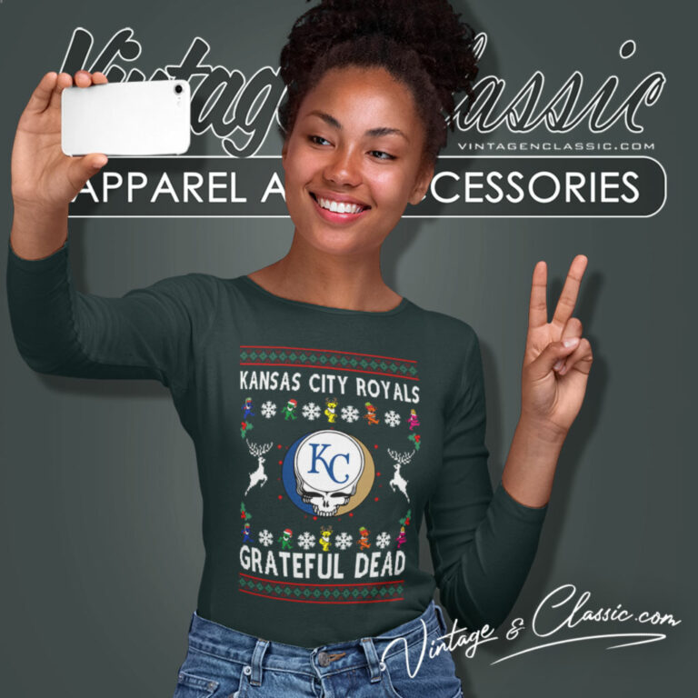 Grateful Dead Kansas City Royals Ugly Christmas Long Sleeve Tee Grateful Dead Kansas City Royals Ugly Christmas Long Sleeve Tee