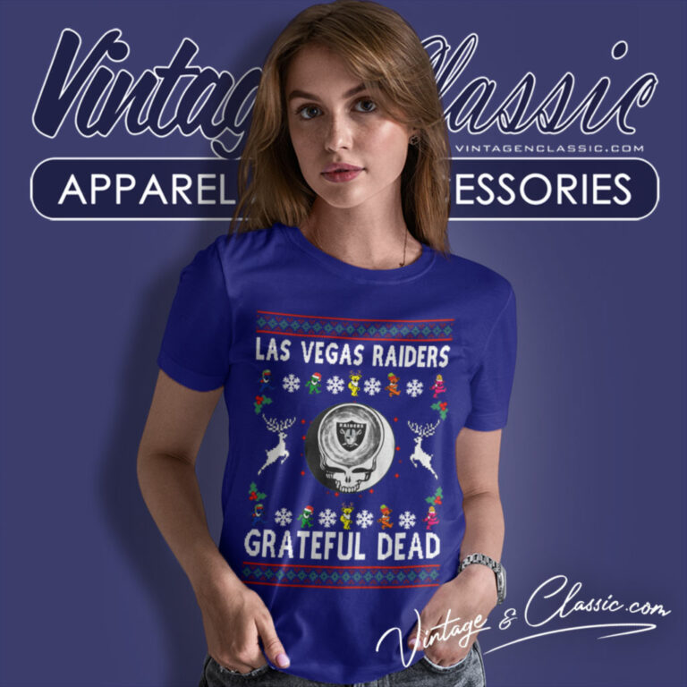 Grateful Dead Las Vegas Raiders Ugly Christmas Women T Shirt Grateful Dead Las Vegas Raiders Ugly Christmas Women T Shirt