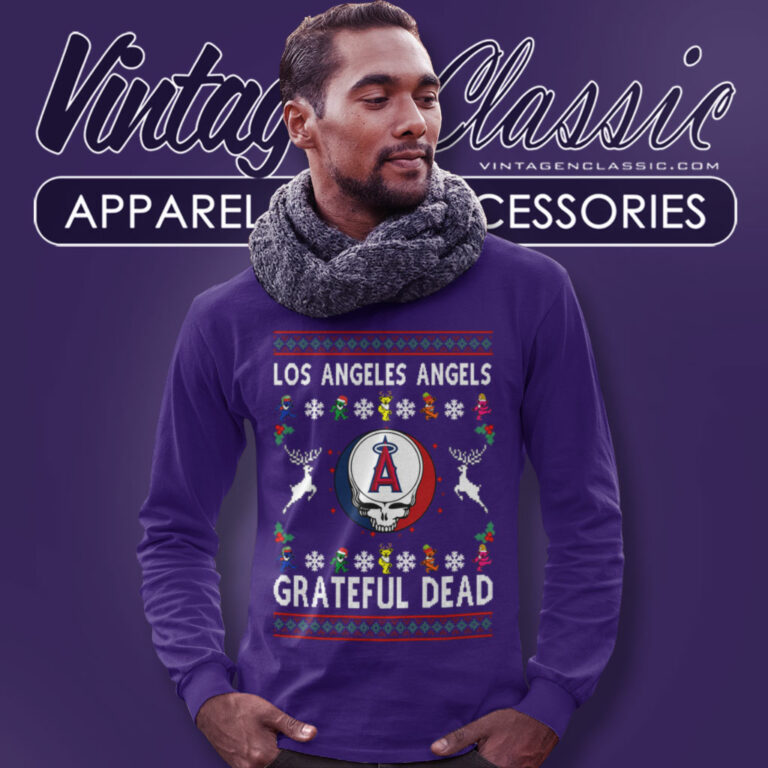 Grateful Dead Los Angeles Angels Ugly Christmas Long Sleeve Tee Grateful Dead Los Angeles Angels Ugly Christmas Long Sleeve Tee