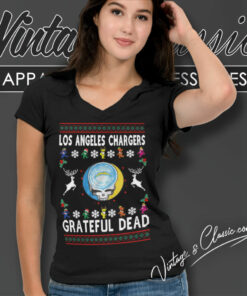 Grateful Dead Los Angeles Chargers Ugly Christmas V Neck TShirt