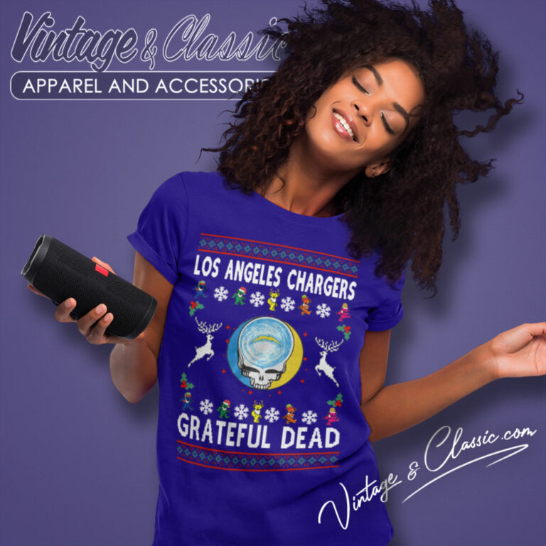 Grateful Dead Los Angeles Chargers Ugly Christmas Women T Shirt Grateful Dead Los Angeles Chargers Ugly Christmas Women T Shirt