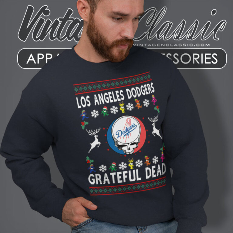 Grateful Dead Los Angeles Dodgers Ugly Christmas Sweatshirt Grateful Dead Los Angeles Dodgers Ugly Christmas Sweatshirt