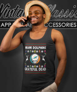Grateful Dead Miami Dolphins Ugly Christmas Tank Top Racerback