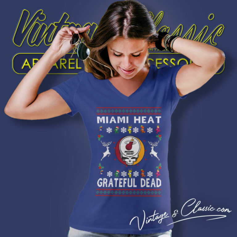 Grateful Dead Miami Heat Ugly Christmas V Neck TShirt Grateful Dead Miami Heat Ugly Christmas V Neck TShirt