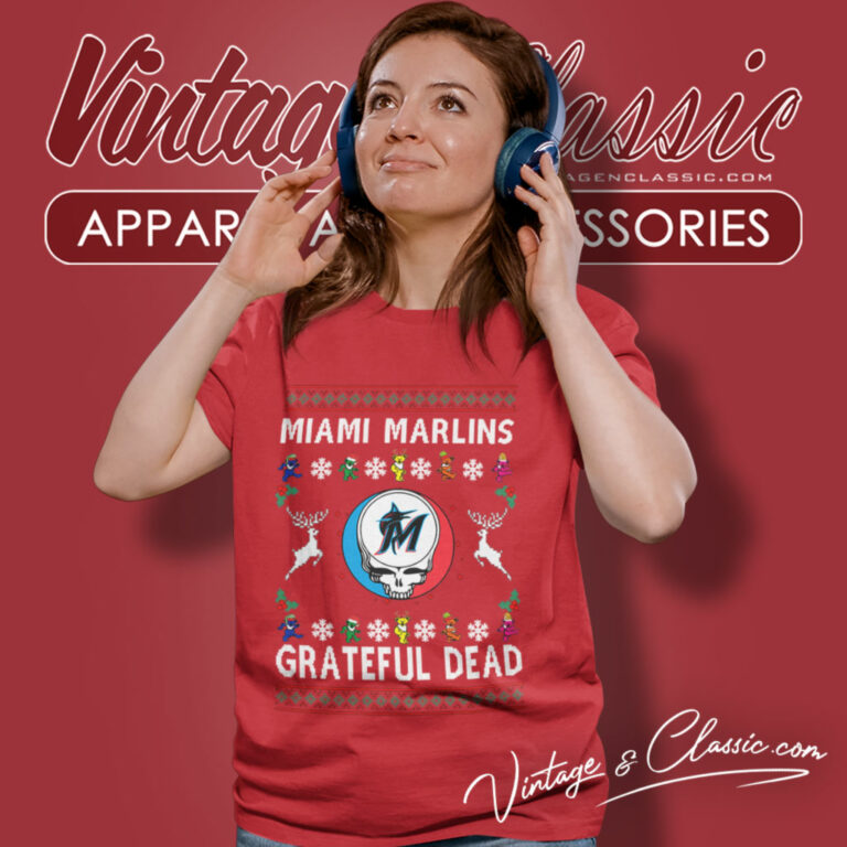 Grateful Dead Miami Marlins Ugly Christmas Women T Shirt Grateful Dead Miami Marlins Ugly Christmas Women T Shirt