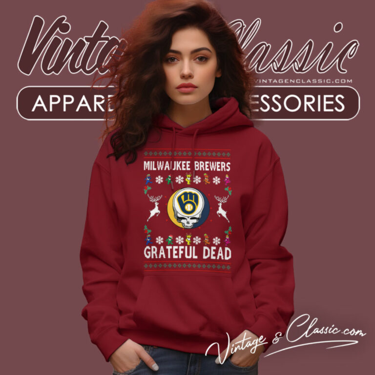 Grateful Dead Milwaukee Brewers Ugly Christmas Hoodie Grateful Dead Milwaukee Brewers Ugly Christmas Hoodie